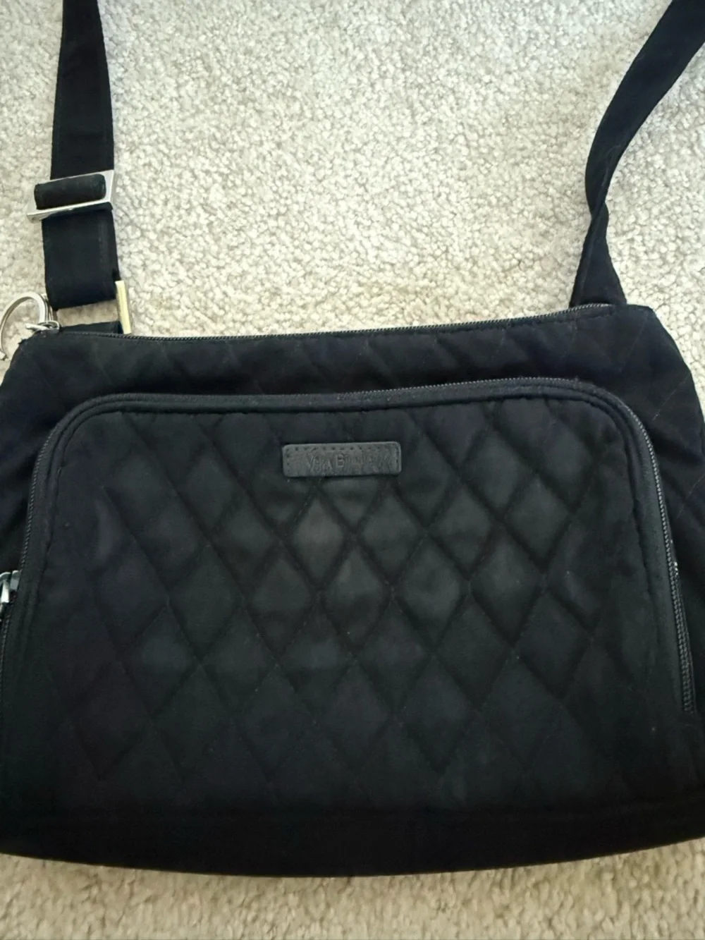 Vera Bradley Black Quilted Crossbody Bag w/ Floral Interior - Picture 3 of 12